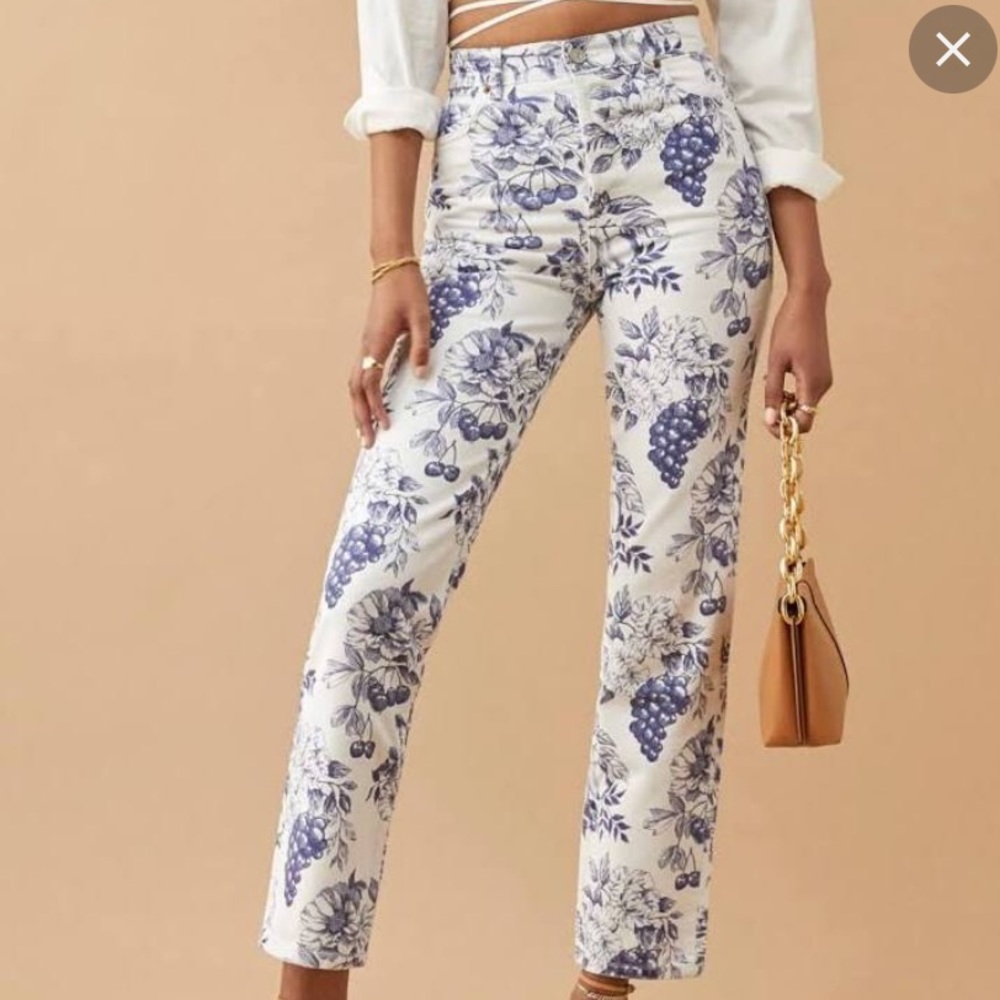 Reformation Cynthia Toile High Rise Jeans, Size 26